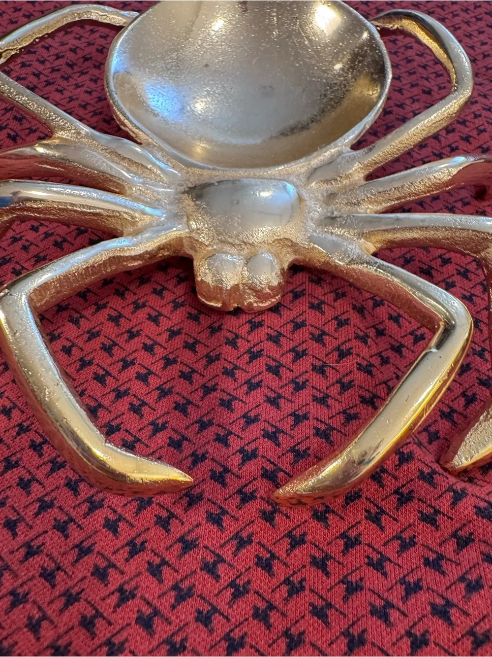 Gold Spider Trinket Dish Catchall Bowl Halloween Gothic Decor Large Maximalist